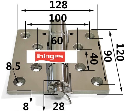 Heavy-Duty 304 Stainless Steel Removable Pin Hinge 120×128mm