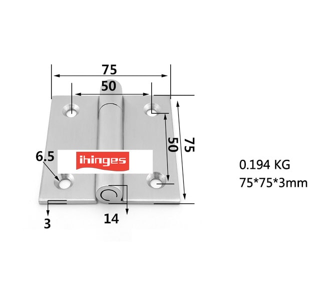 304 Stainless Steel Stamped Hinge 75×75×3mm with Welded Pin – ML2-JL402-2